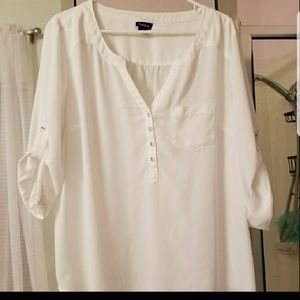 Torrid White Rolled Tab Top Worn 2x